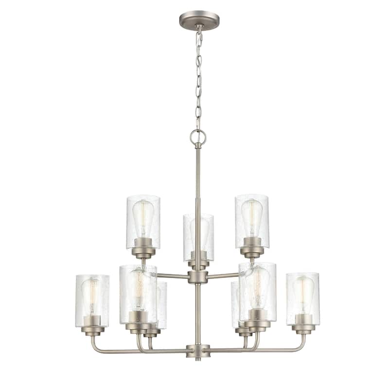 Millennium Lighting Moven 9 Light Chandelier in Multiple Finishes with Seeded Glass Shades