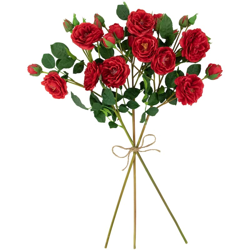 real touch™ red artificial camellia rose floral sprays set of 6 23"