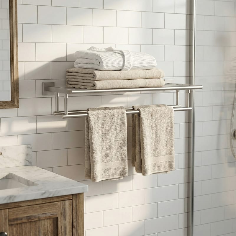 WOWOW Two Towel Holders Wall mounted Towel Rack