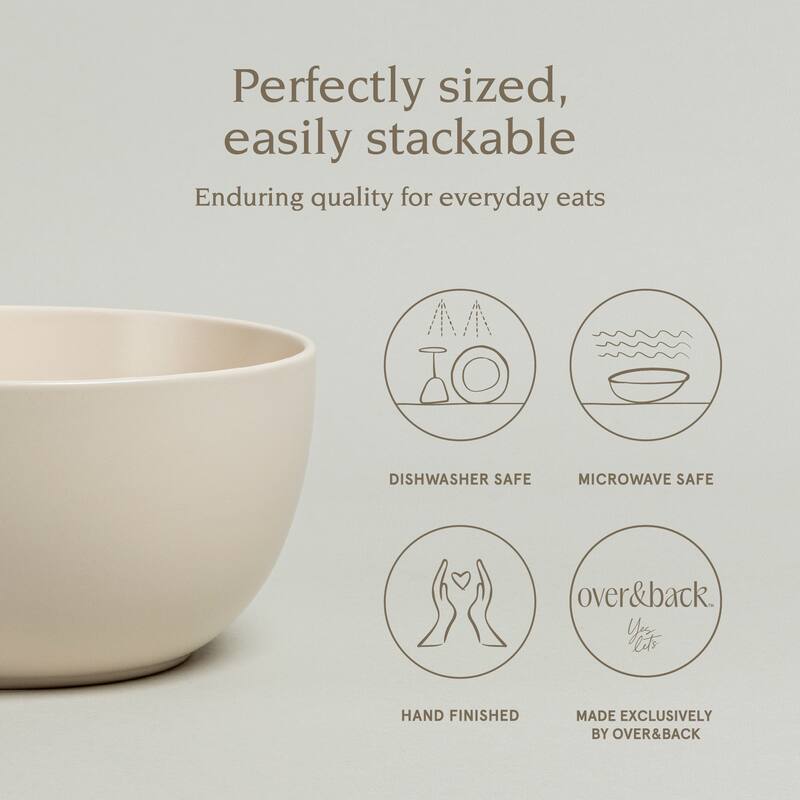 over&back Coupe Semi-Matte Stoneware Tall Serving Bowl, 2.3qt