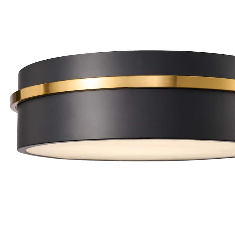 Artcraft Dax Integrated LED Flush Mount - Black with Brass Accent