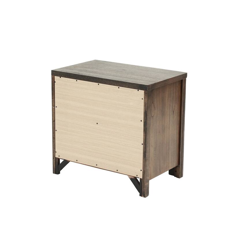Wood Nightstand with 2 Drawers