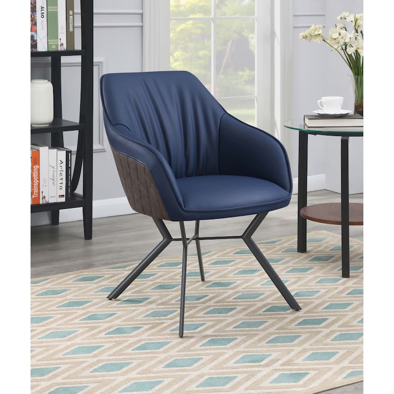 Mayer Blue and Brown Upholstered Dining Arm Chair (Set of 2)