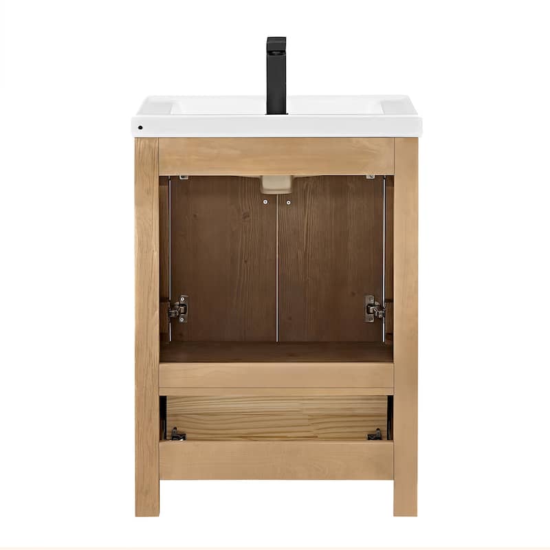 Bondi Bathroom Vanity in Light Brown with White Ceramic Drop-in Sink No Mirror