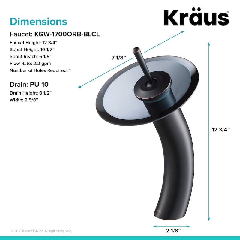 Kraus Waterfall Single Hole Vessel Bathroom Faucet