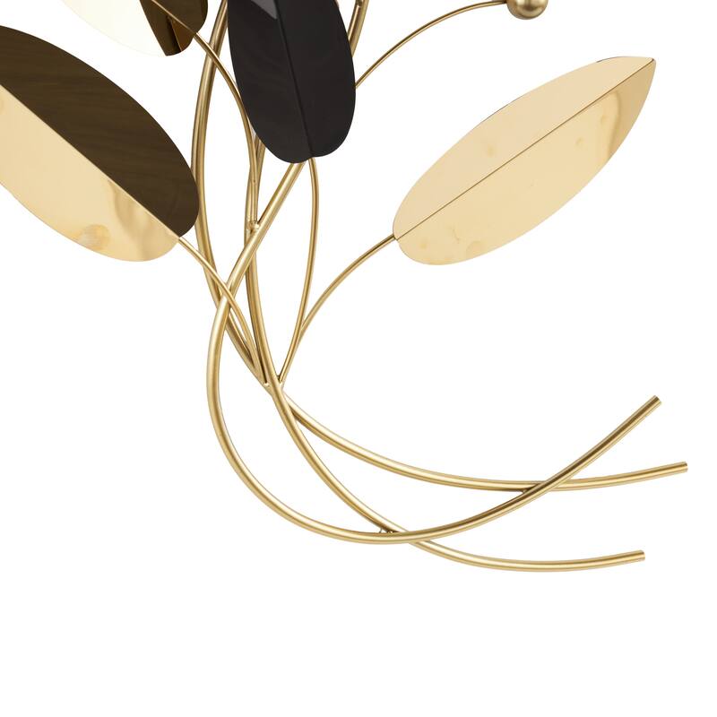 Stainless Steel Metal Leaf Layered Home Wall Decor with Black Accents - Gold - Roche River Decor