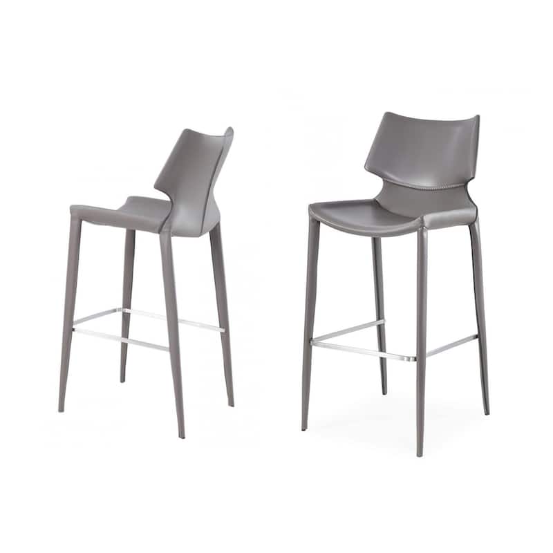 Modrest Hayes Modern Grey Eco-Leather Bar Stool (Set of 2)