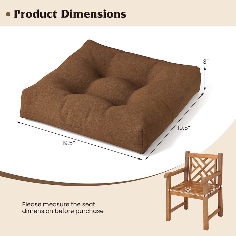 Costway 2 PCS 21'' x 21'' Patio Chair Seat Cushion Pads Indoor/Outdoor