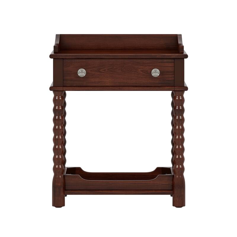24.6"H Retro Style Nightstand with Drawer,Shelf and Metal Handle