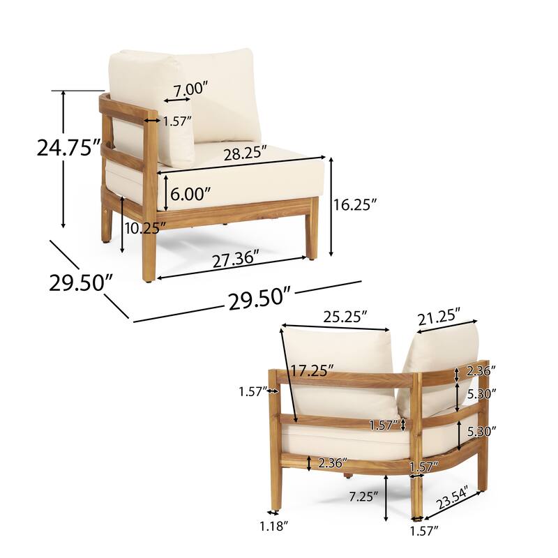 Burchett Acacia Wood and Round Wicker Outdoor 5 Seater Sectional Sofa Set with Cushions by Christopher Knight Home