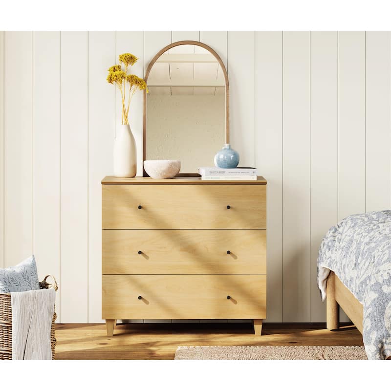 Wood Dresser with 3 Wide Drawers for Bedroom, Kids Room