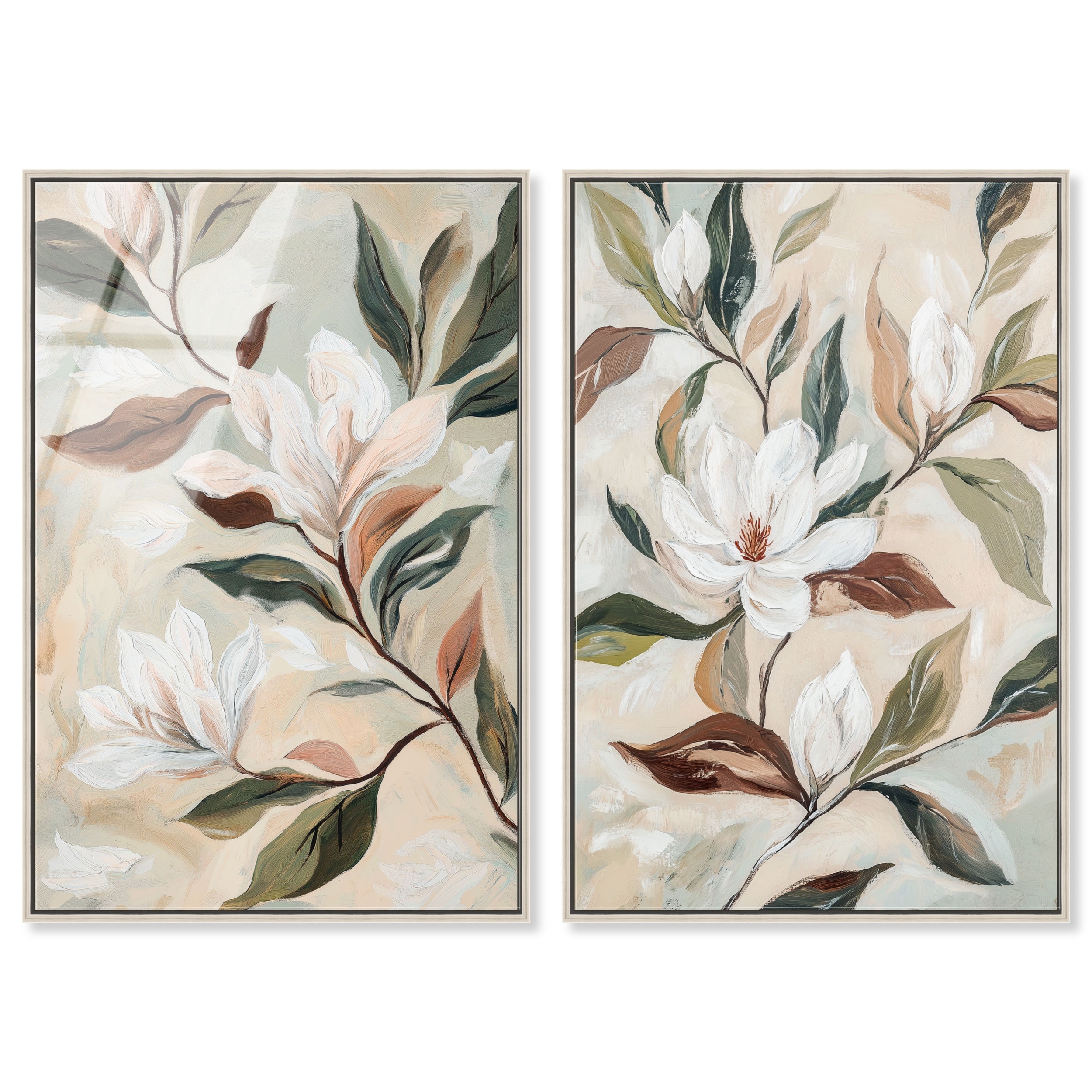 Soft Magnolia Duo Floral Wall Decor Set Acrylic Print by Art Remedy