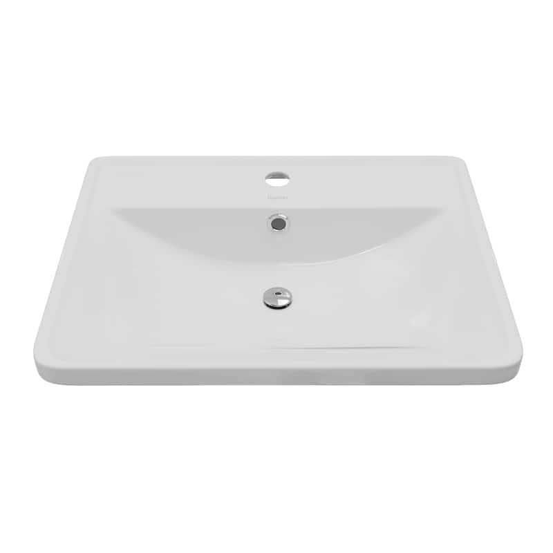 Karran Valera 21" Top Mount Vitreous China Bathroom Sink in White with Overflow Drain - White