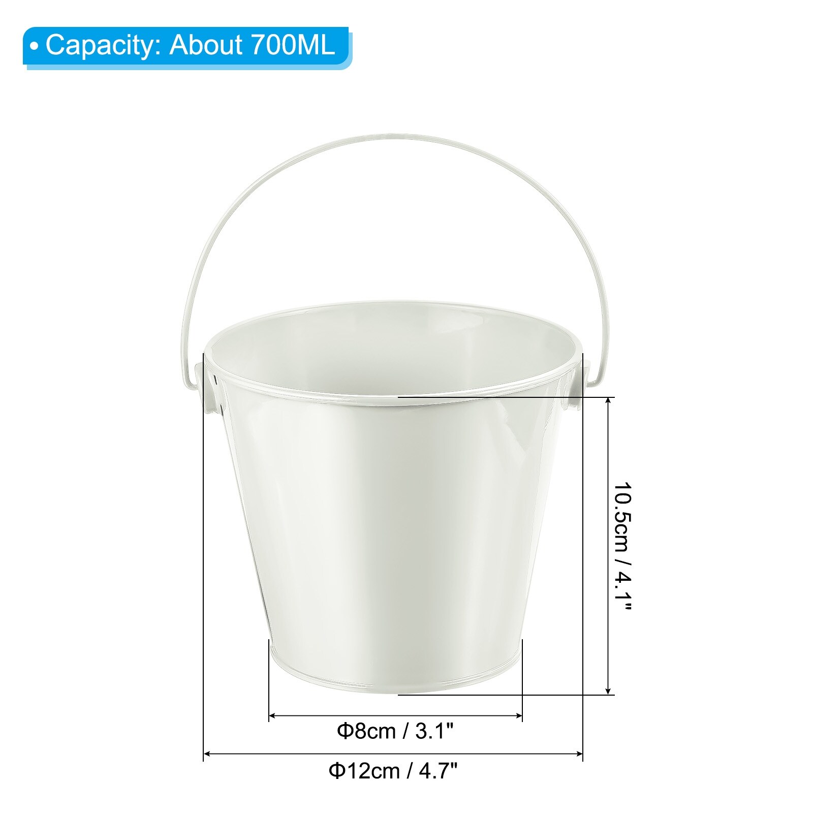 2Pcs 5x4 Small Metal Bucket Colorful Mini Buckets with Handles White -  Bed Bath & Beyond - 37241320