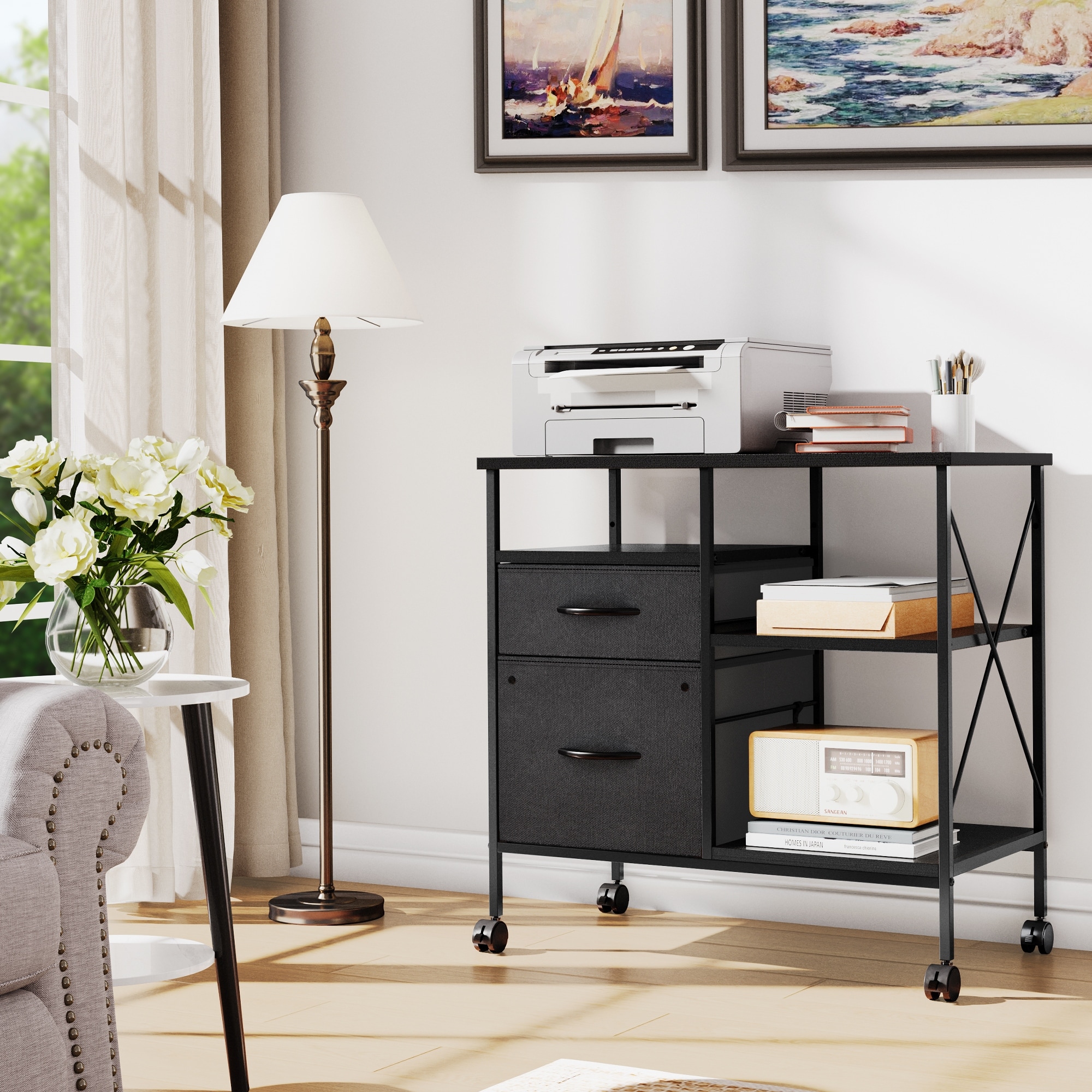 Modern black filing cabinet sale