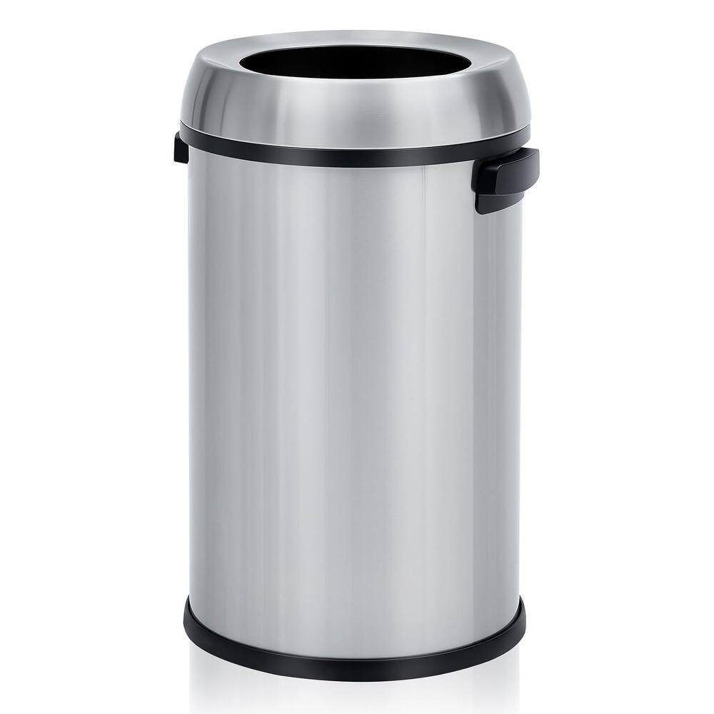 17 Gallon Commercial Stainless Steel Trash Can with Open-Top