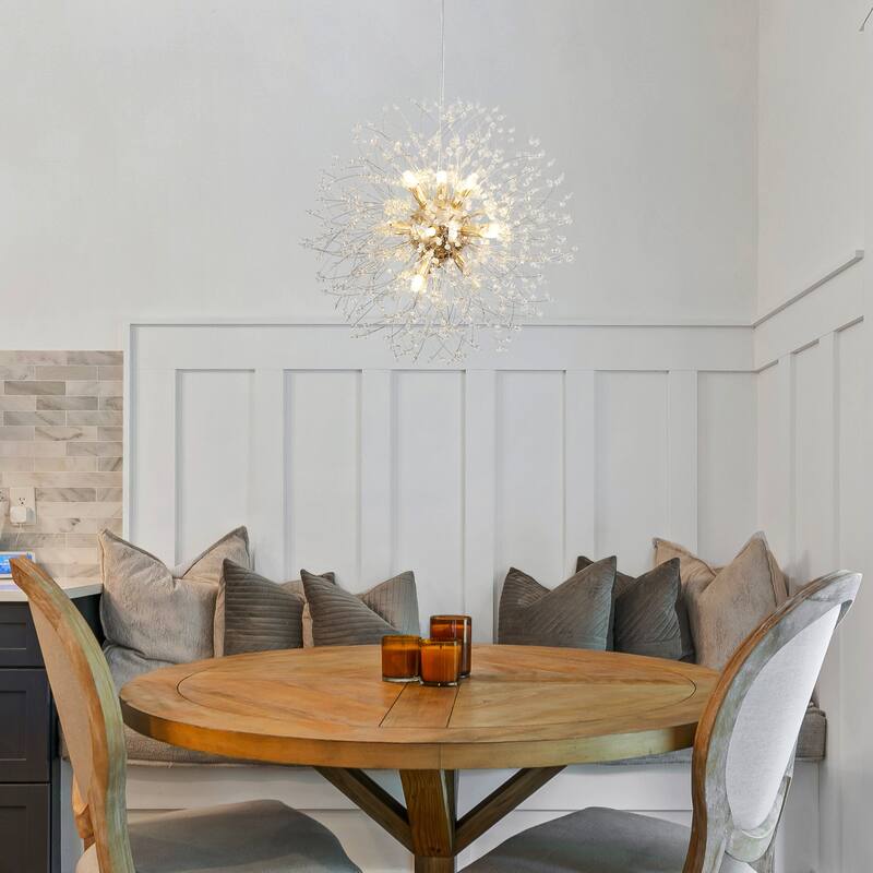 12-Light Linear Foyer Chandelier Lighting with Blowball Accent for Dining Room Kitchen Island