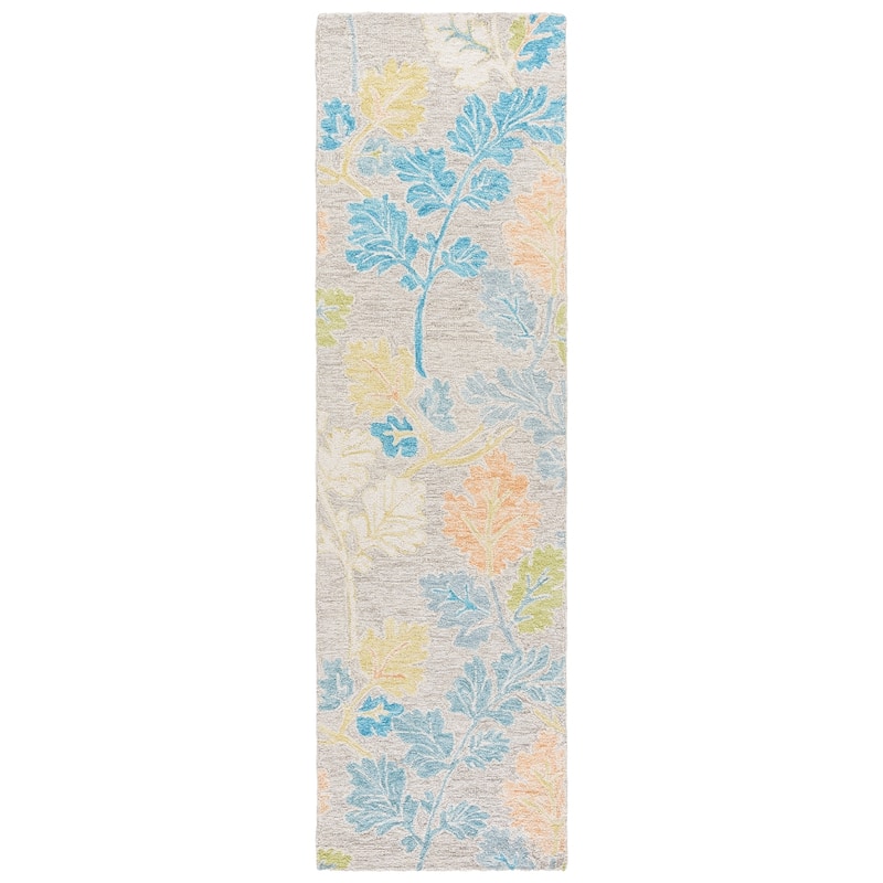 SAFAVIEH Handmade Jardin Gudborg Wool Rug - 2'3" x 8' Runner - Blue/Grey
