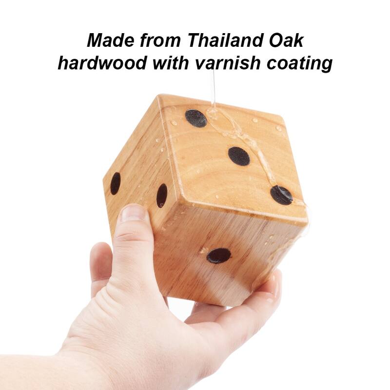 GSE™ 3.5" Rubber Hardwood Giant Yard Dice Set with Bucket and Yardzee & Farkle Scorecard - Giant Dice Set
