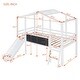preview thumbnail 9 of 7, White Twin Size Loft House Bed with Slide, Blackboard, Light Strip, Ladder