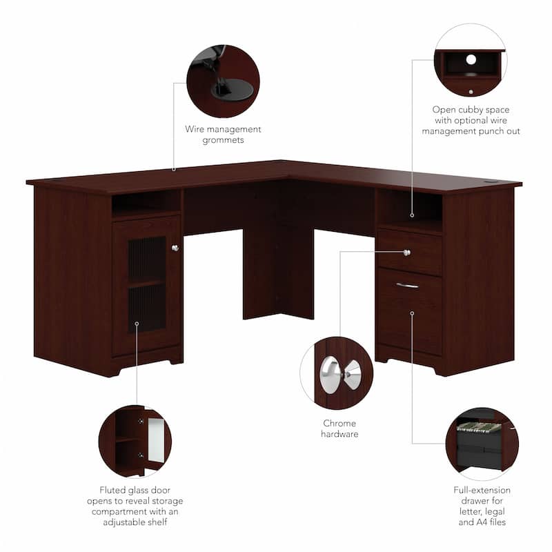 Cabot 60W L Shaped Computer Desk with Storage by Bush Furniture