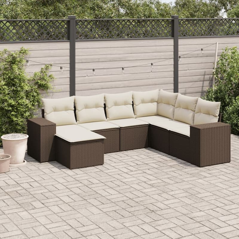 vidaXL Garden Sofa Set - Brown and cream Without table