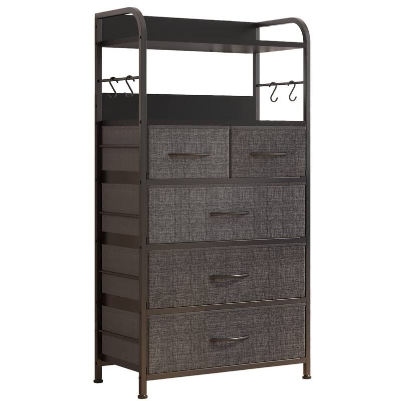 Dresser for Bedroom with 5 Drawers - Grey
