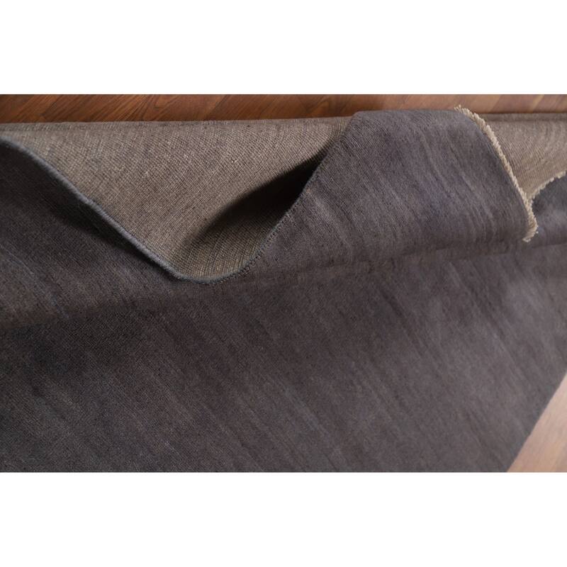 Striped Gray Blue Gabbeh Modern Area Rug Hand-Knotted Wool Carpet - 5'5"x 8'1"