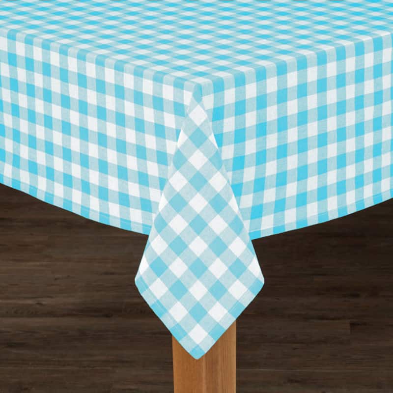 Fabstyles Country Check Cotton Tablecloth - Aqua - 60X108