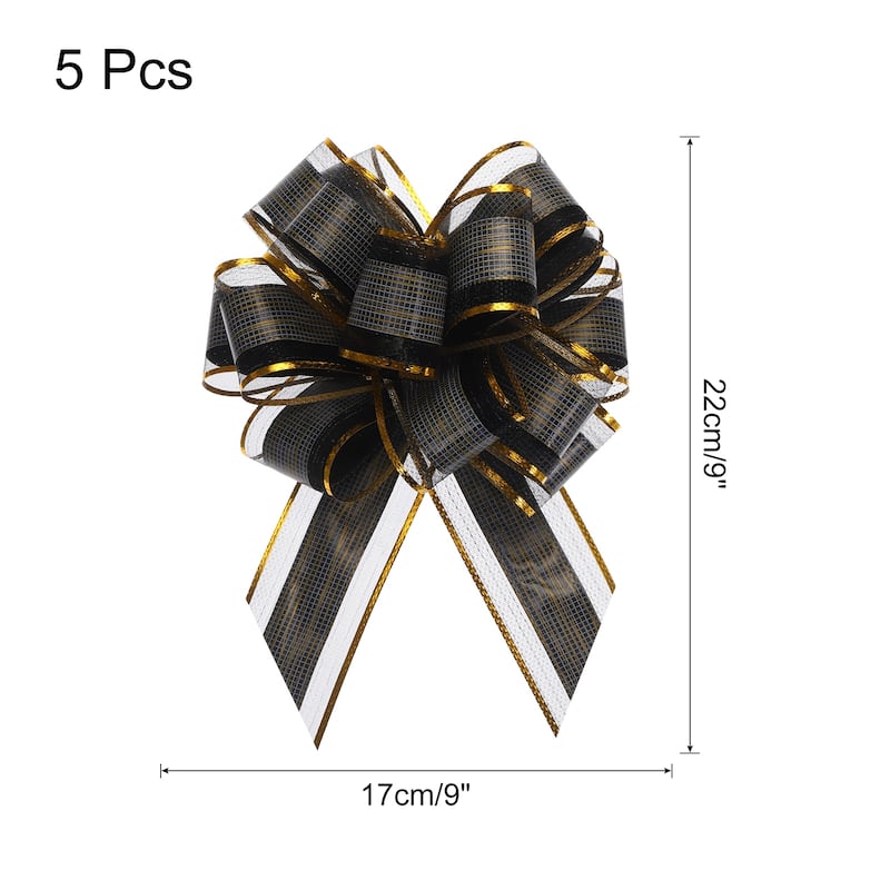 5pcs 7 Inch Large Pull Bow Gift Wrapping Bows Ribbon Organza Bows - Black - 7 Inch