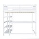 preview thumbnail 22 of 42, Full Size Wooden Loft Bed with Storage Shelves and Under-bed Desk