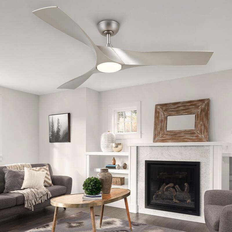 CO-Z 52" Modern Ceiling Fan with Dimmable LED Light and Remote - Nickel