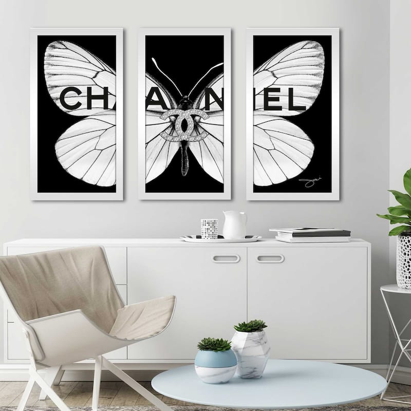 "Chanel White Butterfly" 3 Piece Print on Acrylic