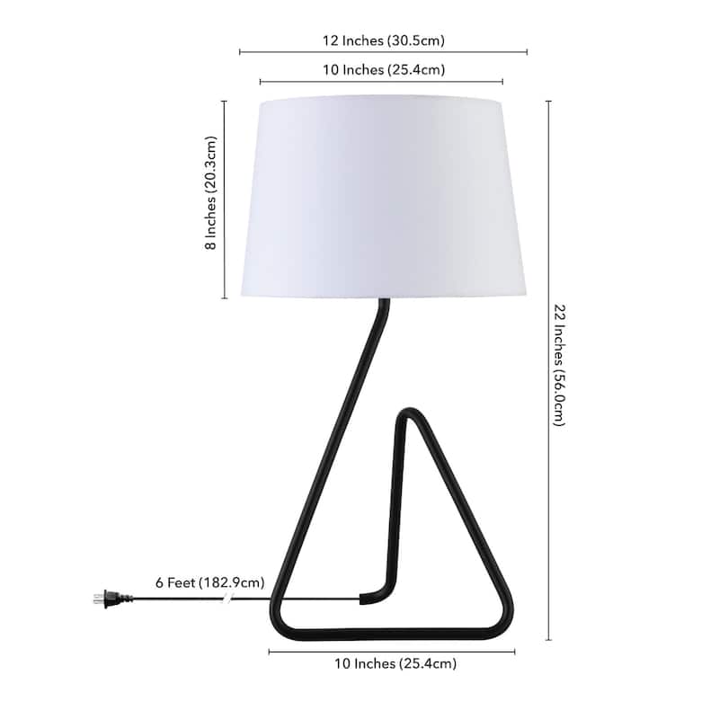 22" Metal Table Lamp With White Bell Shade - 12" x 12" x 22"