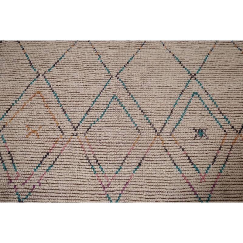 Trellis Moroccan Area Rug Hand-Knotted Tribal Wool Carpet - 5'8"x 9'7"