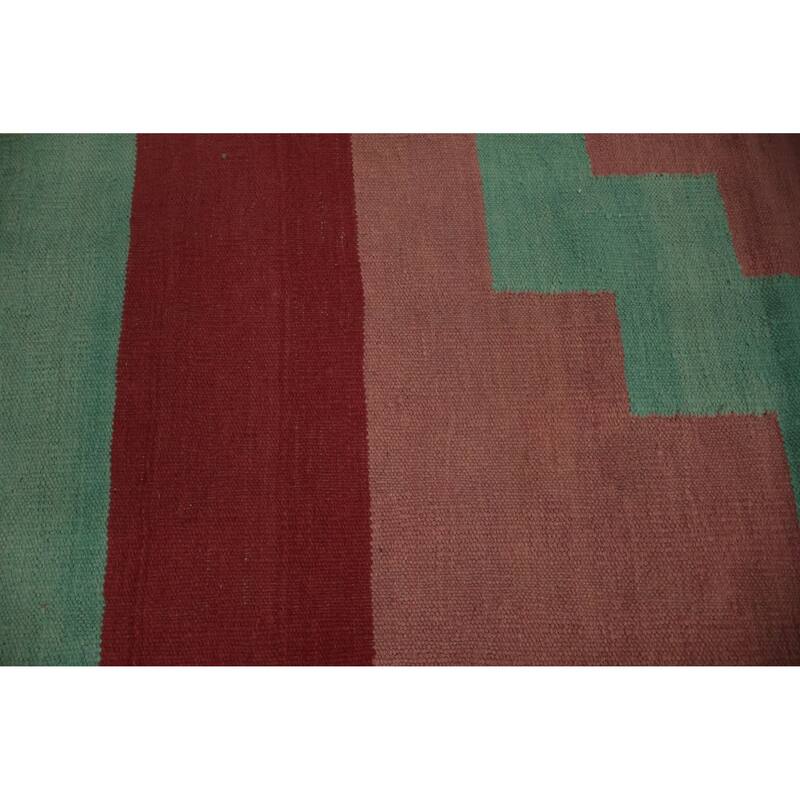 Hand Woven Oriental 100% Wool Carpet Southwestern Geometric Multi-Colored Kilim Area Rug - 11' 7'' X 8' 9''