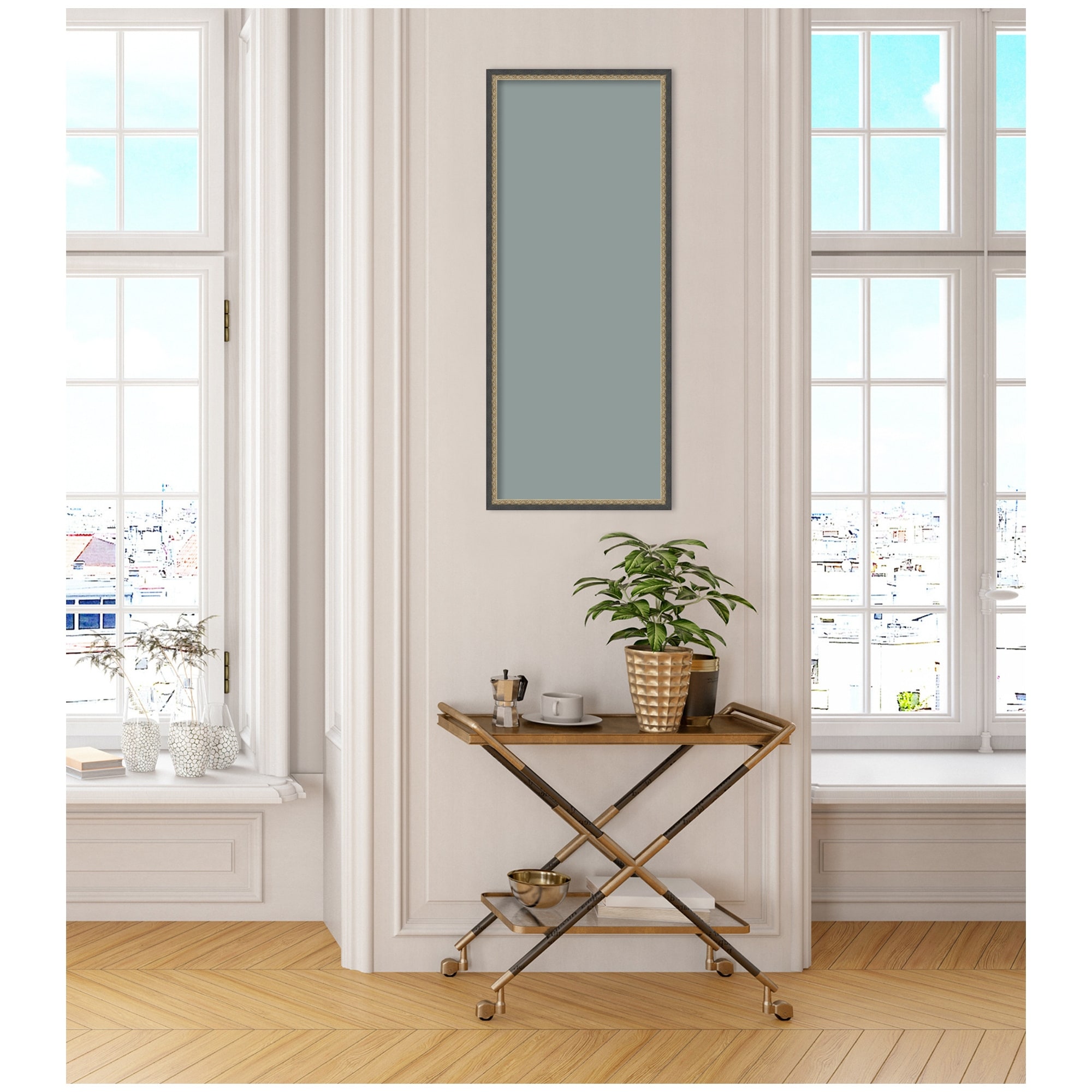 Kate and Laurel Framed Fabric Pinboard Pale Blue Gray Wall Organization