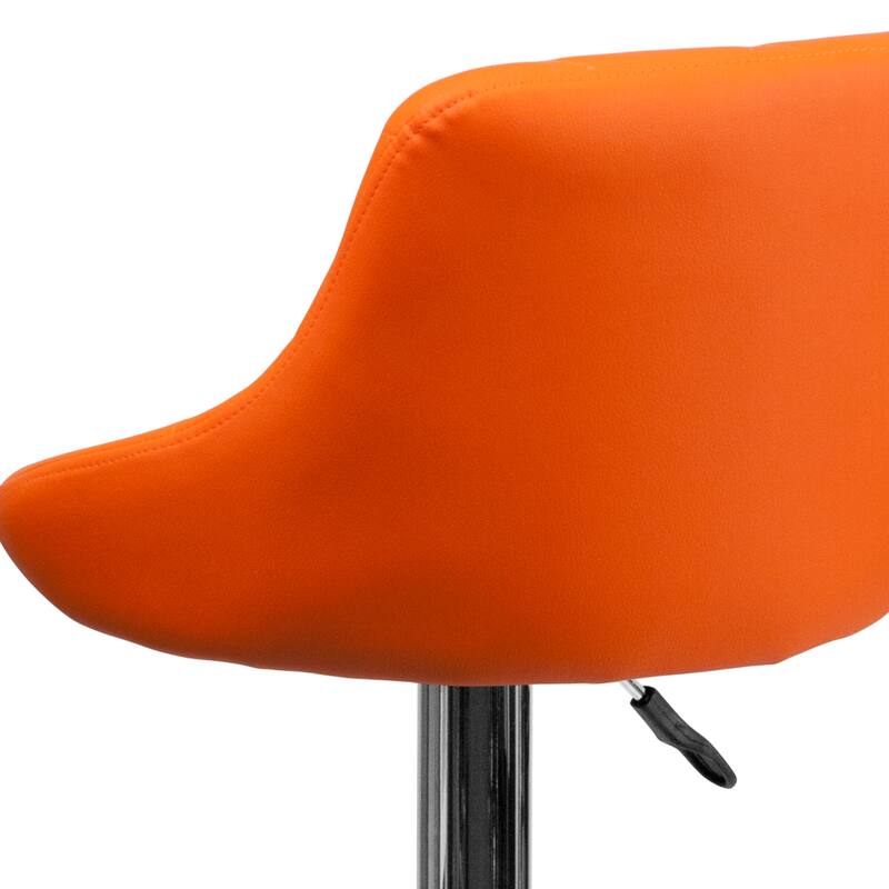 Vinyl Bucket Seat Adjustable Diamond Back Barstool (Set of 2) - 18.50"W x 19"D x 33.25" - 41.75"H