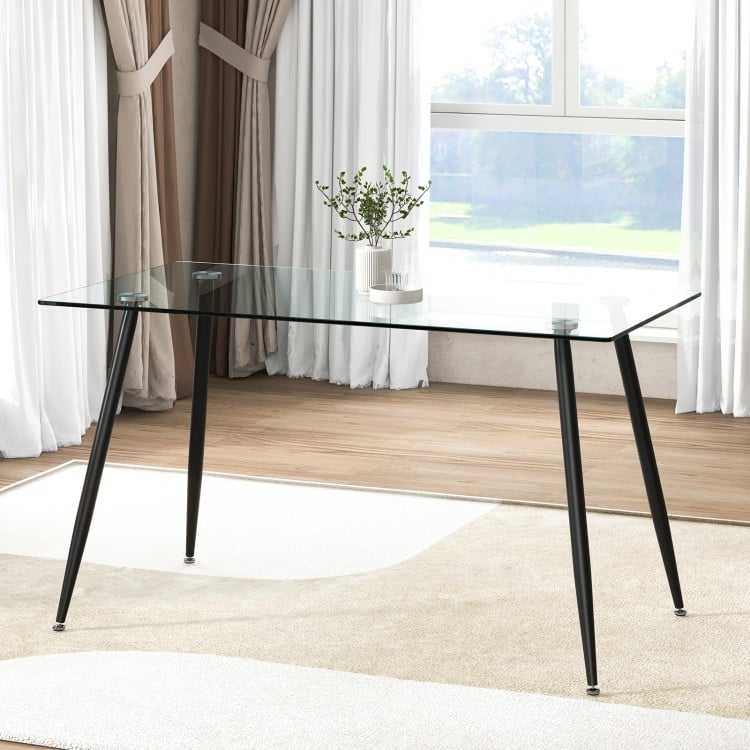 Modern Glass Rectangular Dining Table with Metal Legs - 51" x 27.5"x 29.5" (L xW xH)