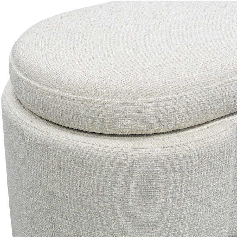 Martha Stewart Leslie Fully Upholstered Oval Storage Bench with Soft-Close Lid