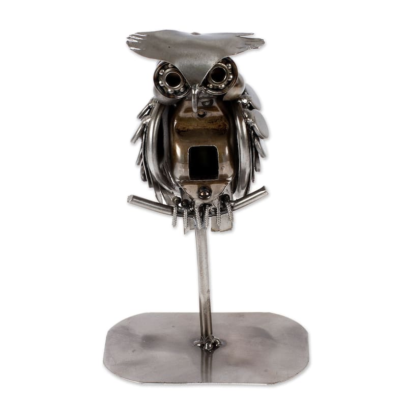 Novica Handmade Owl Lookout Recycled Auto Parts Sculpture