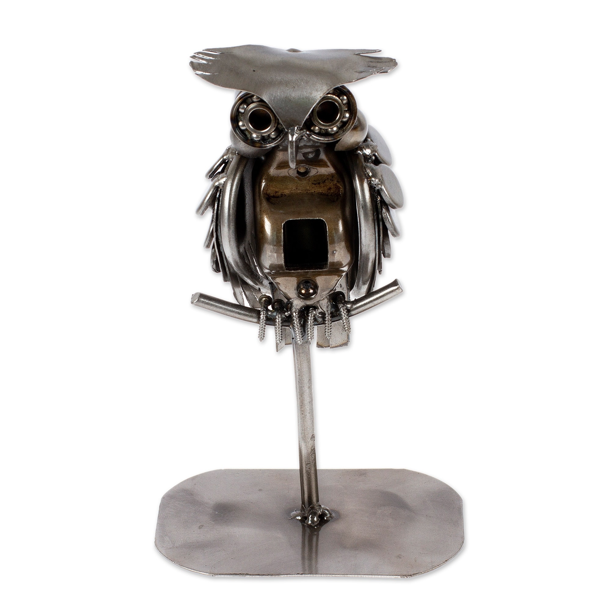 Novica Handmade Owl Lookout Recycled Auto Parts Sculpture