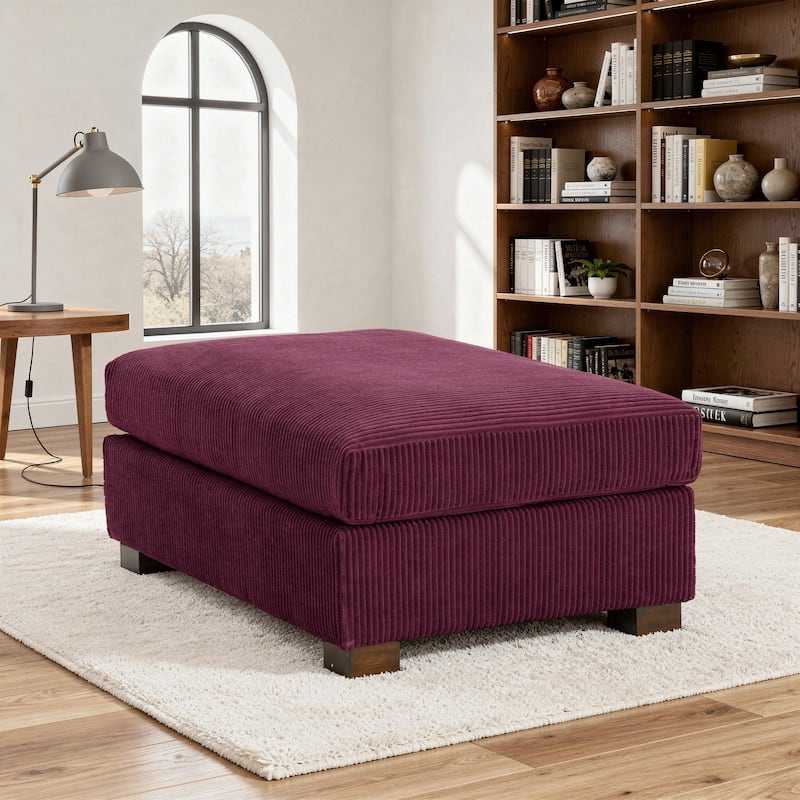 Modern Rectangle Oversized Stripe Corduroy Ottoman