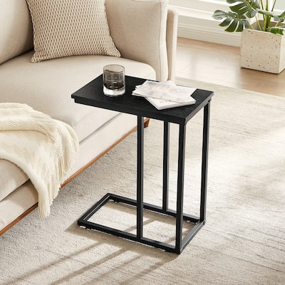 VECELO C-Shaped End Table Small Side Table Sofa Table with Metal Frame C-Shaped Couch Table for Sofa Laptop Coffee Snack