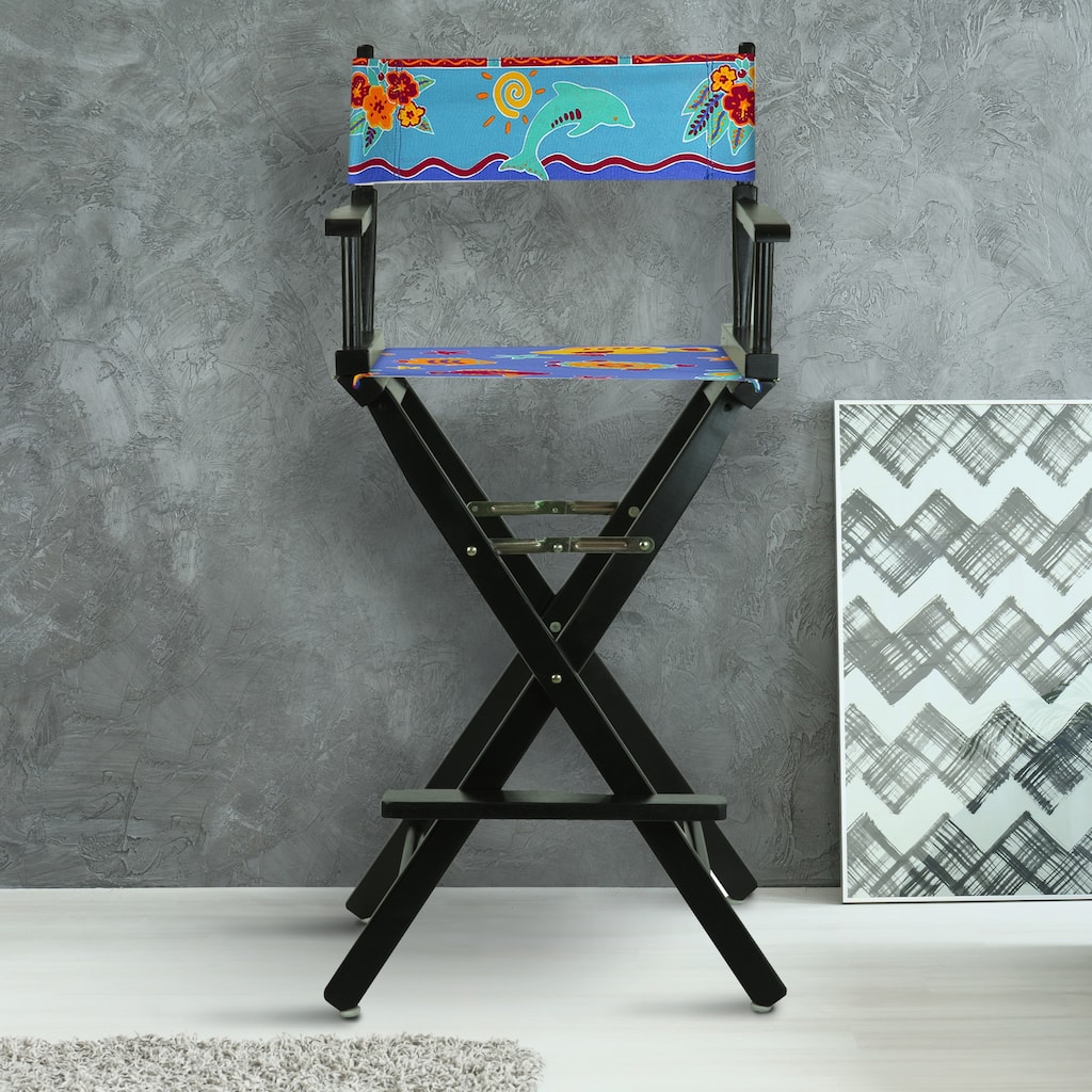 30" Director's Chair Black Frame-Tropical Sea - 23"W x 19"D x 45.5"H
