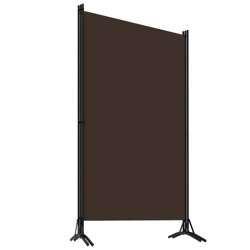 Dina 3 Panel Room Divider Screen, Brown Fabric, Black Iron, 102 Inch