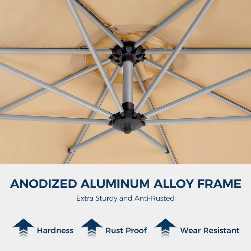 Luxurious10 ft. Metal Offset Hanging Cantilever Patio Umbrella with Easy Tilt and Crank for Pool Deck