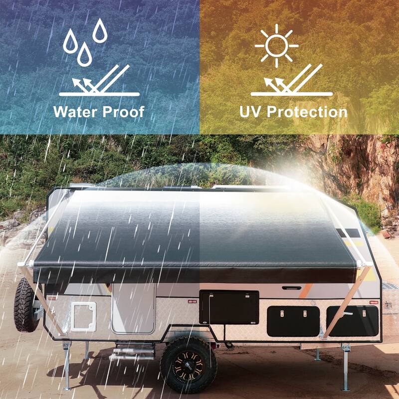 ALEKO Retractable 12 X 8 ft RV Awning or Patio Canopy Black Fade