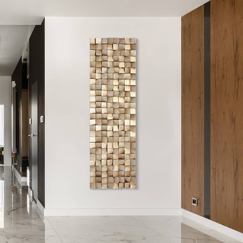 "Textured 2" Hand Painted Rugged Blocks with Gold Leaf Wall Art Sculpture