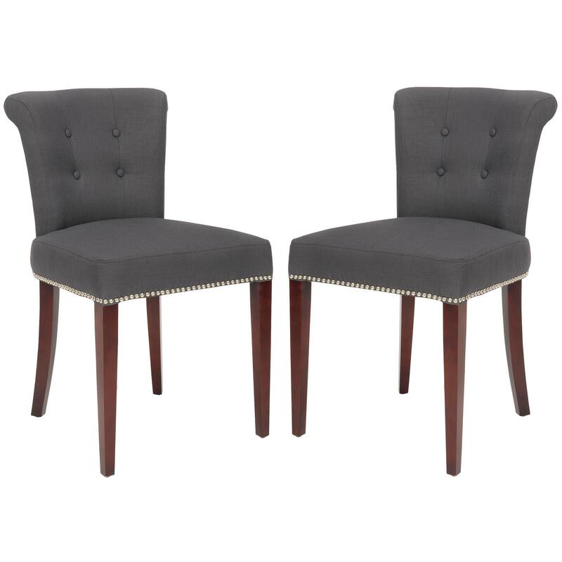 SAFAVIEH Malia Charcoal Grey Dining Chair (Set of 2) - 19.5" x 24.2" x 33.4" - 20"W x 24"D x 33"H